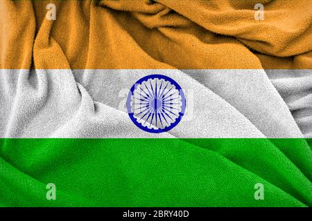 Fabric texture of India national flag Stock Photo