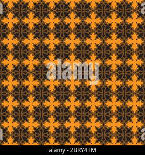 Seamless pattern of orange knight lilies on a black background. Vector image Stock Vector