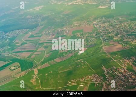 Earth surface landscape viewed from the airplane Stock Photo