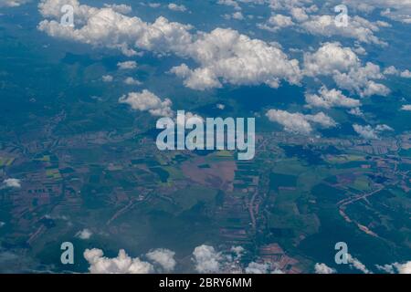 Earth surface landscape viewed from the airplane Stock Photo