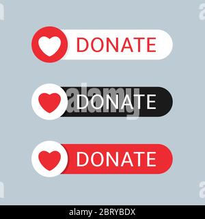 Donate button icon set Stock Vector
