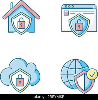 Internet security system RGB color icons set Stock Vector