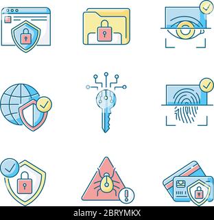Security system RGB color icons set Stock Vector