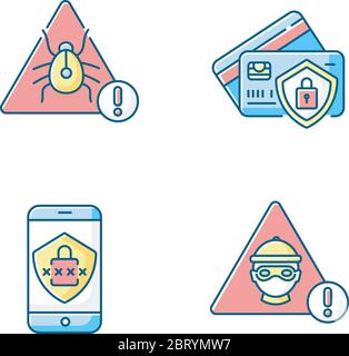 Cybersecurity RGB color icons set Stock Vector