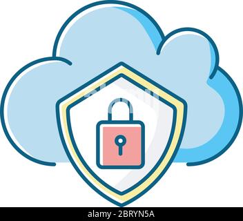 Cloud security RGB color icon Stock Vector