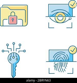 Personal information protection RGB color icons set Stock Vector