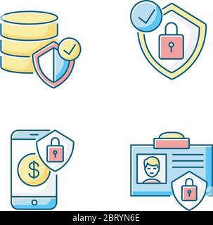 Cybersecurity RGB color icons set Stock Vector