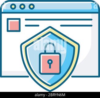 Social network account security RGB color icon Stock Vector