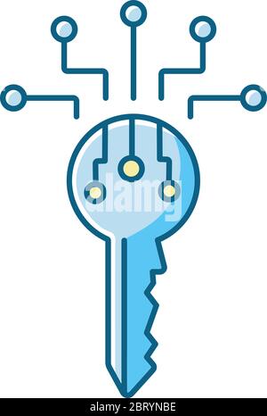 Digital key blue RGB color icon Stock Vector