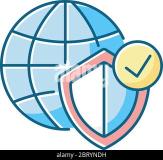 Global network security RGB color icon Stock Vector