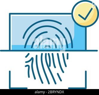 Finger print scanner blue RGB color icon Stock Vector