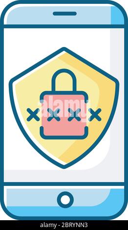 Smartphone security RGB color icon Stock Vector