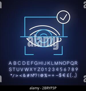 Eye scanner neon light icon Stock Vector