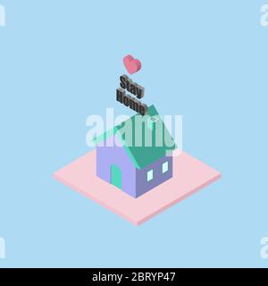 Isometric home for stay at home or work from home concept. Stock Vector
