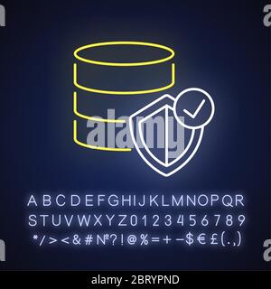 Datacenter security neon light icon Stock Vector