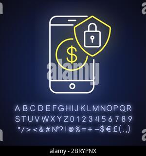 Online banking security neon light icon Stock Vector