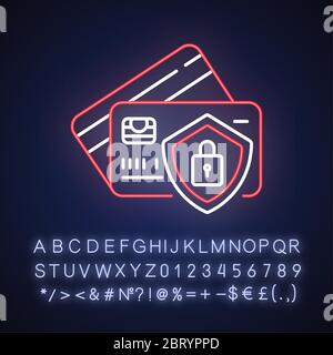 Bank account security neon light icon Stock Vector