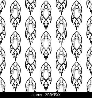 Seamless pattern made with doodle rockets. Isolated on white background. Vector stock illustration. Stock Vector