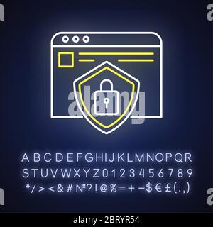 Social network account security neon light icon Stock Vector