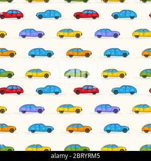 Cartoon cars repeating pattern for decor Stock Vector