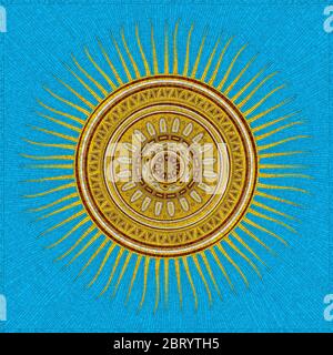 Tribal sun vector mosaic over blue Stock Vector