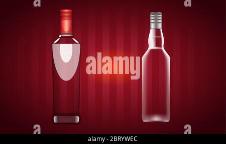 mock up illustration of vodka bottle on abstract background Stock Vector