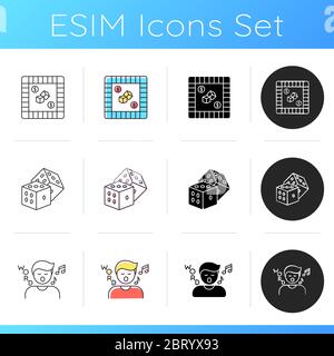 Traditional recreational games icons set Stock Vector