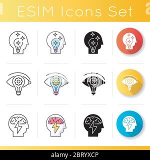 Innovative thinking icons set Stock Vector