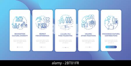 Multi racial support campaign onboarding mobile app page screen with concepts Stock Vector