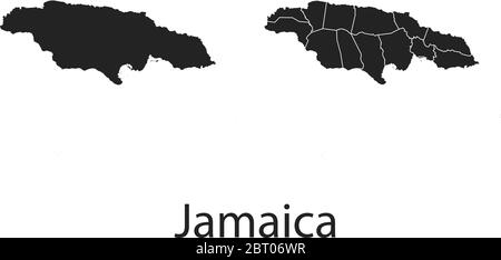 Jamaica vector maps with administrative regions, municipalities, departments, borders Stock Vector