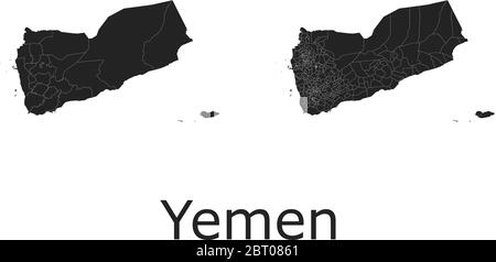 Yemen vector maps with administrative regions, municipalities, departments, borders Stock Vector