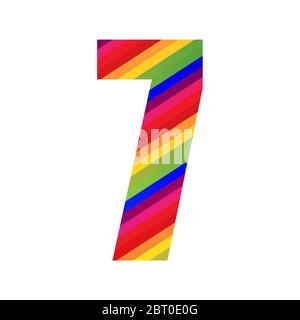 7 Number Rainbow Style Numeral Digit. Colorful Number Vector Illustration Design Isolated on White Background. Stock Vector