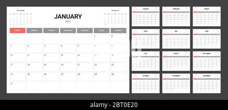 2020 Calendar - illustration. Template. Mock up. Vector calendar Stock Vector