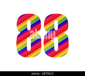 88 Number Rainbow Style Numeral Digit. Colorful Eighty Eight Number Vector Illustration Design Isolated on White Background. Stock Vector