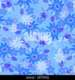 Seamless beautiful flower pattern. Vector illustration on fabric, wallpaper, wrapping wrapper. Stock Vector
