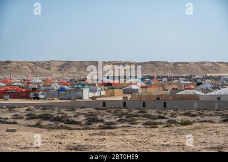 Vacation at the desert camp in Bahrain Stock Photo