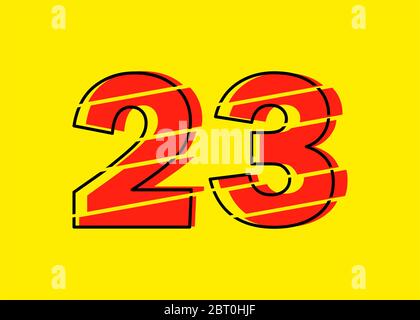 Modern Red 23 Number Design Vector Illustration. Numeral Vector Trendy ...