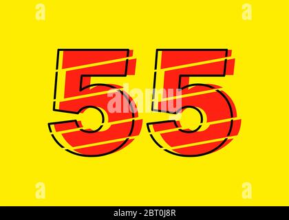 Modern Red 55 Number Design Vector Illustration. Numeral Vector Trendy ...