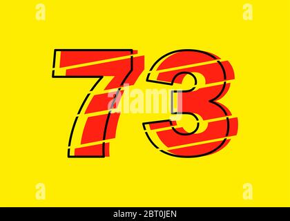 Modern Red 73 Number Design Vector Illustration. Numeral Vector Trendy ...