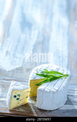 Bleu de Bresse is a French Blue cheese, from Bresse. Stock Photo