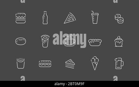 Food icon set in linear style. Items collection for web application vector illustration Stock Vector