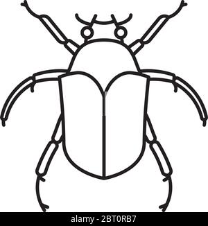 Junebug or June Beetle vector line icon. Cotinis nitida outline symbol. Stock Vector