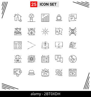 Set of 25 Modern UI Icons Symbols Signs for future, thanksgiving, analytics, you, proposal Editable Vector Design Elements Stock Vector