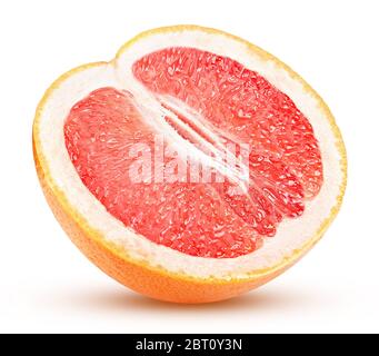 sliced citrus fruit grapefruit isolated on white background with clipping path Stock Photo