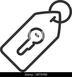 blank key tag icon over white background, line style, vector ...