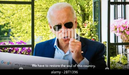 Wilmington, Delaware, USA. 21st May, 2020. A screen grab of Vice President JOE BIDEN answering questions during WIRED's ''autocomplete interview.'' Autocomplete on Google suggests the most common searches on the internet. Credit: Brian Cahn/ZUMA Wire/Alamy Live News Stock Photo