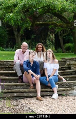 31/05/18 Rebecca and Simon Howard previously of Castle Howard at their new home of Welham Hall near Malton with their children Merlin and Octavia Stock Photo