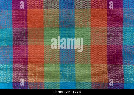 textile texture with square print multicolor Stock Photo