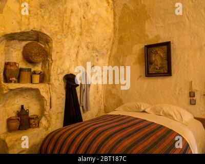 View of the interior of the Historical Home Cave (Italian: Storica Casa Grotta). In Matera, Italy Stock Photo