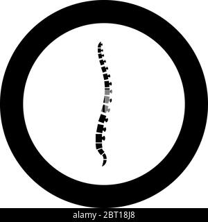 Spine human Spinal Lateral view Vertebras Dorsal vertebrae icon in circle round black color vector illustration flat style simple image Stock Vector